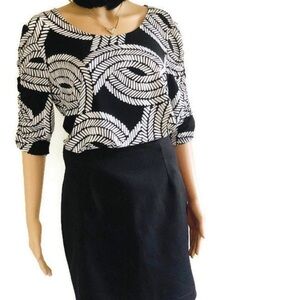 Alfani Black and White Leaf Tunic Size 1X